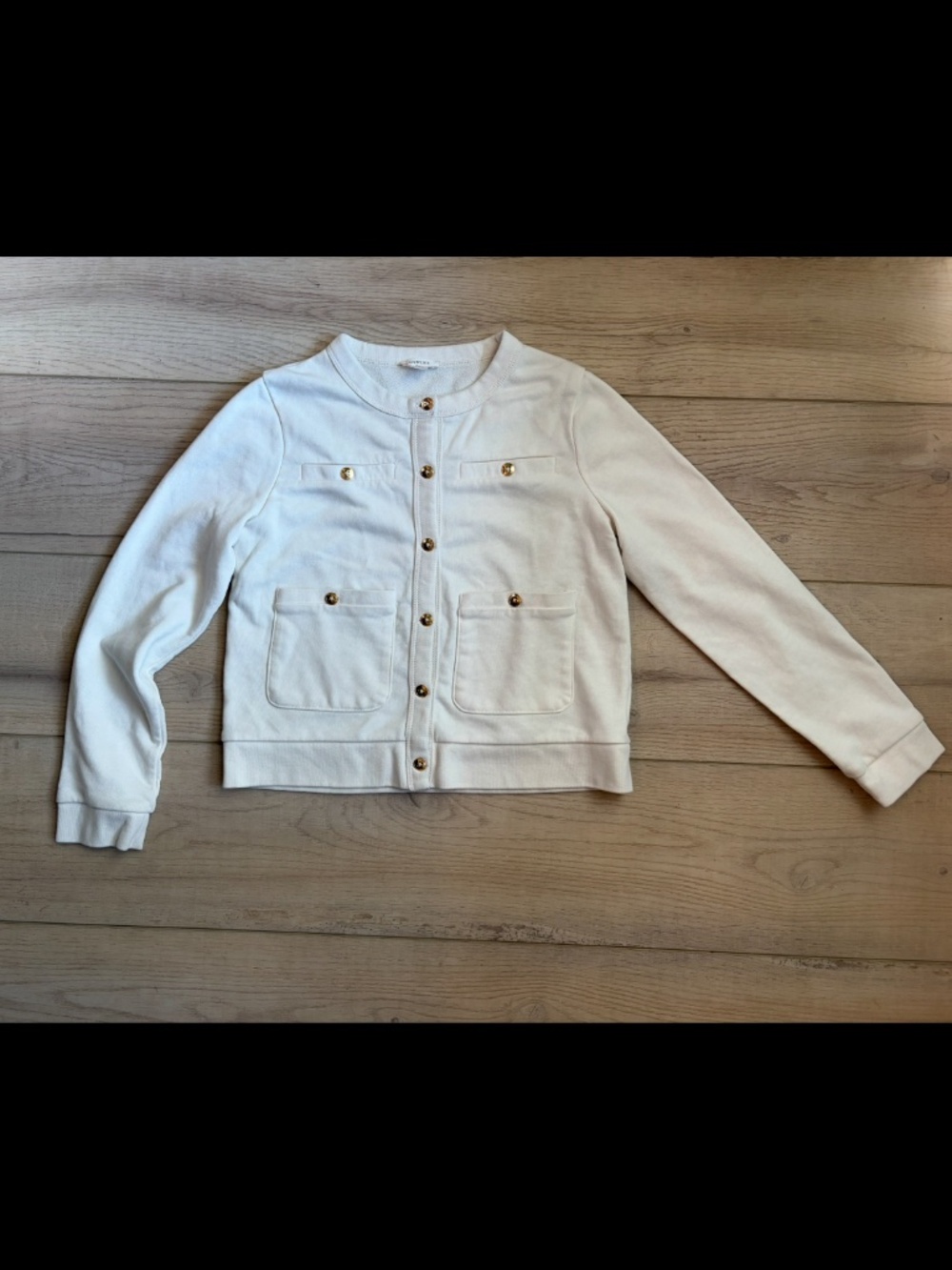 Crewcuts J.Crew Girls Cream Knit Lady Jacket Cardigan Gold Buttons Size L